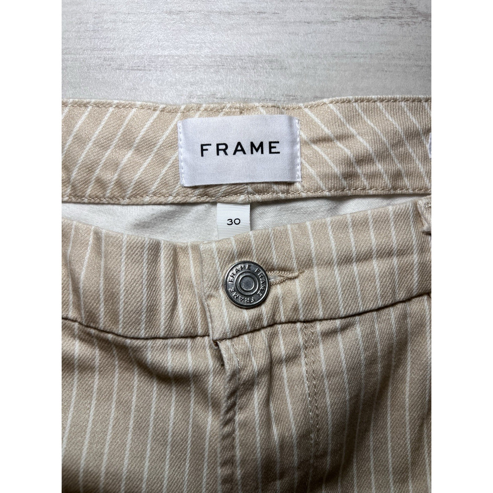 FRAME (30) Le Crop Mini Boot Jeans-Sand-Multi Pinstripe STRETCH-Coastal-Preppy - Picture 4 of 12